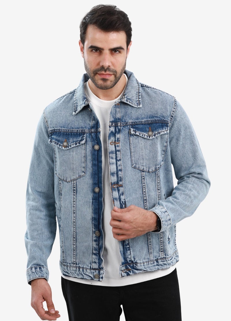 WHITE RABBIT Sun Bleached Buttons Fastening Regular Jeans Jacket - Image 1